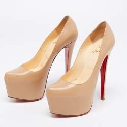Pre Owned Christian Louboutin Beige Leather Daffodile Pumps Size 37