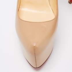 Pre Owned Christian Louboutin Beige Leather Daffodile Pumps Size 37