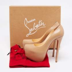 Pre Owned Christian Louboutin Beige Leather Daffodile Pumps Size 37