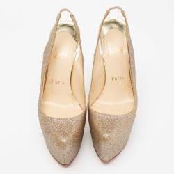 Christian Louboutin Multicolor Glitter Platform Slingback Pumps Size 37