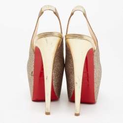 Christian Louboutin Multicolor Glitter Platform Slingback Pumps Size 37