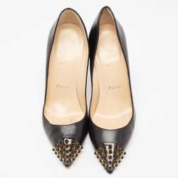 Pre Owned Christian Louboutin Black Leather Cabo Pumps Size 37.5