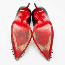Pre Owned Christian Louboutin Black Leather Cabo Pumps Size 37.5