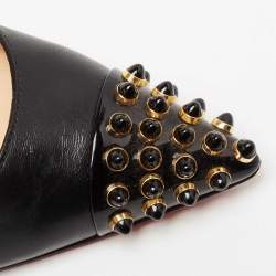 Pre Owned Christian Louboutin Black Leather Cabo Pumps Size 37.5