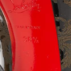 مملوكة مسبقًا حذاء كعب عالي كريستيان لوبوتان أرابيسك هاينيس جلد لامع أسود/بني مقدمة مفتوحة مقاس 36.5