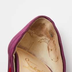 Pre Owned Christian Louboutin Purple Satin Volpi 150 Peep Toe D'Orsay Pumps Size 38