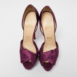 Pre Owned Christian Louboutin Purple Satin Volpi 150 Peep Toe D'Orsay Pumps Size 38