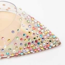 Pre Owned Christian Louboutin Multicolor Iridescent Leather and PVC Spikaqueen Ankle-Strap Pumps Size 38.5