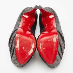 Pre Owned Christian Louboutin Multicolor Glitter Fabric Drapesse Spotlight Peep-Toe Pumps Size 37