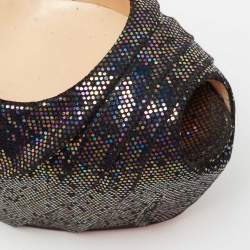Pre Owned Christian Louboutin Multicolor Glitter Fabric Drapesse Spotlight Peep-Toe Pumps Size 37