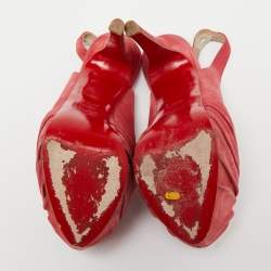 Pre Owned Christian Louboutin Pink Suede Miss Benin Knotted Slingback Sandals Size 36.5