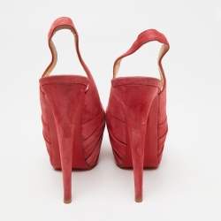 Pre Owned Christian Louboutin Pink Suede Miss Benin Knotted Slingback Sandals Size 36.5
