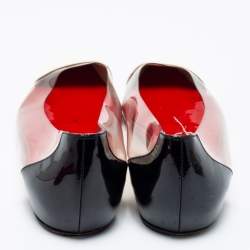 Pre Owned Christian Louboutin White/Black Patent Leather and PVC Corbeau Ballet Flats Size 36.5 