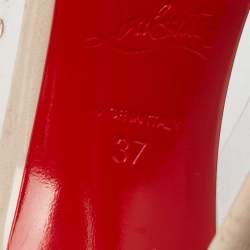 مملوكة مسبقًا Christian Louboutin Off-White Leather Crystal Embellished Pointed Toe Degrastrass Pumps Size 37