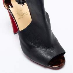 Christian Louboutin Black/Red Suede And Leather Barabara Cutout Ankle Boots Size 40