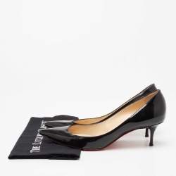 Pre Owned Christian Louboutin Black Patent Leather New Piaf Pumps Size 40.5