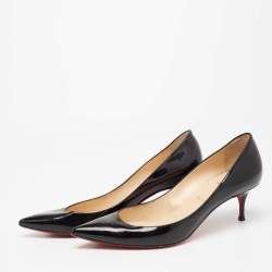 Pre Owned Christian Louboutin Black Patent Leather New Piaf Pumps Size 40.5