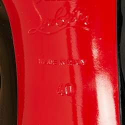 Pre Owned حذاء كعب عالي كريستيان لوبوتان نيو فيري بريف جلد أسود لامع مقدمة مفتوحة مقاس 40