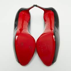 Pre Owned حذاء كعب عالي كريستيان لوبوتان نيو فيري بريف جلد أسود لامع مقدمة مفتوحة مقاس 40