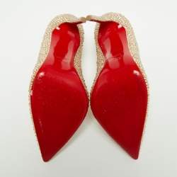 Pre Owned Christian Louboutin Beige Strass 120 Crystal Pigalle Follies Pumps Size 38.5