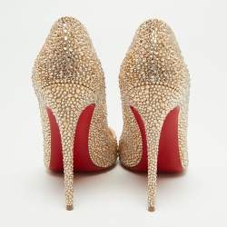 Pre Owned Christian Louboutin Beige Strass 120 Crystal Pigalle Follies Pumps Size 38.5
