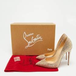 Pre Owned Christian Louboutin Beige Strass 120 Crystal Pigalle Follies Pumps Size 38.5