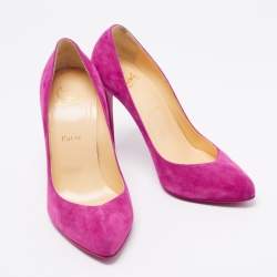 Pre Owned حذاء كعب عالي كريستيان لوبوتان سويدي وردي مقدمة مدببة مقاس 39.5