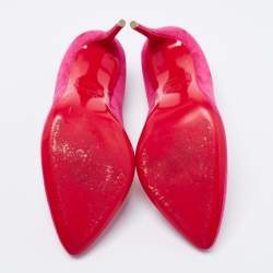 Pre Owned حذاء كعب عالي كريستيان لوبوتان سويدي وردي مقدمة مدببة مقاس 39.5