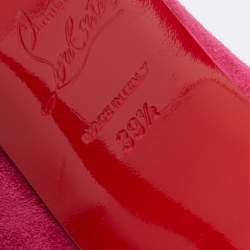 Pre Owned حذاء كعب عالي كريستيان لوبوتان سويدي وردي مقدمة مدببة مقاس 39.5