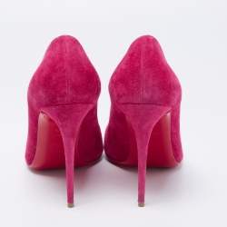 Pre Owned حذاء كعب عالي كريستيان لوبوتان سويدي وردي مقدمة مدببة مقاس 39.5