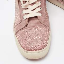 Pre Owned حذاء رياضي كريستيان لوبوتان لوي فلات ستراس سويدي وردي عنق مرتفع مقاس 40