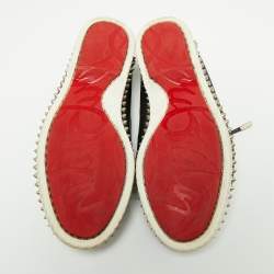 مملوكة مسبقًا Christian Louboutin Black Leather Steckel Boat Loafers Size 35.5