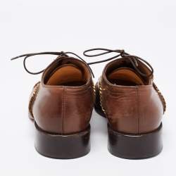 حذاء أكسفورد كريستيان لوبوتان جلد بني مزين بسلسلة رباط مقاس 39
