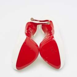 Pre Owned Christian Louboutin White Patent Leather Predupeep D'orsay Platform Pumps Size 38.5