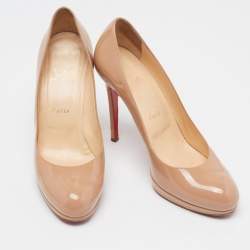 Pre Owned Christian Louboutin Beige Patent Leather New Simple Pumps Size 40