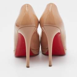 Pre Owned Christian Louboutin Beige Patent Leather New Simple Pumps Size 40