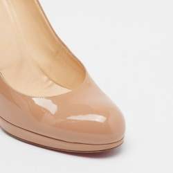 Pre Owned Christian Louboutin Beige Patent Leather New Simple Pumps Size 40