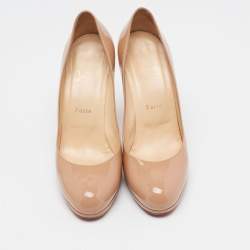 Pre Owned Christian Louboutin Beige Patent Leather New Simple Pumps Size 40