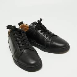 Pre Owned حذاء رياضي كريستيان لوبوتان لوي جونيور جلد أسود بعنق منخفض مقاس 42.5