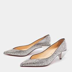 Christian Louboutin Silver Suede Galaxister Strass Pumps Size 37