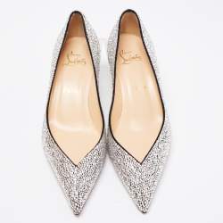 Christian Louboutin Silver Suede Galaxister Strass Pumps Size 37