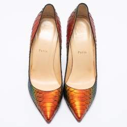 Christian Louboutin Multicolor Rainbow Python Leather So Kate Pumps Size 40.5