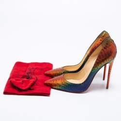 Christian Louboutin Multicolor Rainbow Python Leather So Kate Pumps Size 40.5