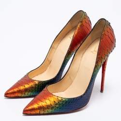 Christian Louboutin Multicolor Rainbow Python Leather So Kate Pumps Size 40.5