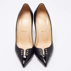Pre Owned Christian Louboutin Black Leather Predupump Pointed Toe Pumps Size 38.5