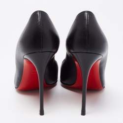 Pre Owned Christian Louboutin Black Leather Predupump Pointed Toe Pumps Size 38.5