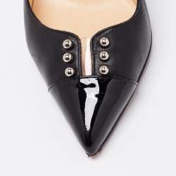 Pre Owned Christian Louboutin Black Leather Predupump Pointed Toe Pumps Size 38.5
