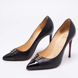 Pre Owned Christian Louboutin Black Leather Predupump Pointed Toe Pumps Size 38.5