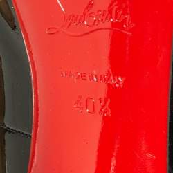 Pre Owned حذاء كعب عالي كريستيان لوبوتان فيري بريفي جلد لامع أسود مقدمة مفتوحة مقاس 40.5