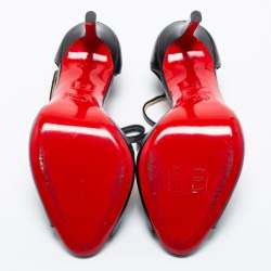 Pre Owned Christian Louboutin Black Leather T-Strap Peep Toe Sandals Size 40